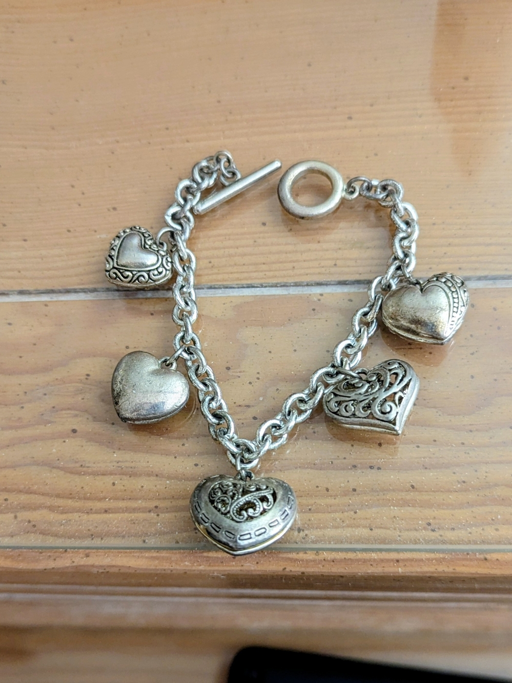 Silver-Tone Heart Charm Bracelet - Women's Jewelry